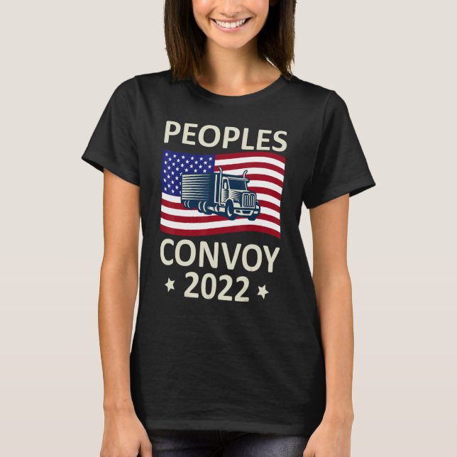 Distressed USA Flag The Peoples Convoy 2022 Americ T-Shirt (Vorderseite)