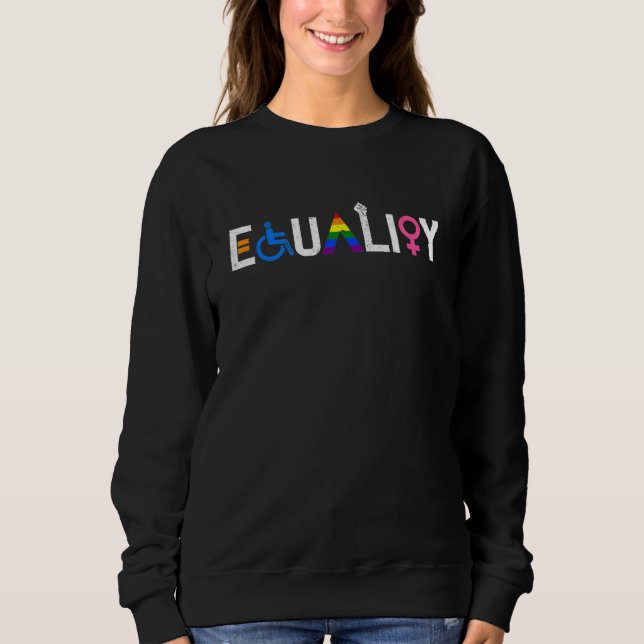 Distressed Vintage Equality Human Rights LGBT Prid Sweatshirt (Vorderseite)