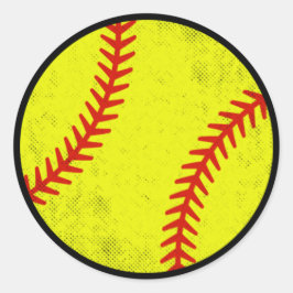 Distressed Vintage Softball Graphic Design Runder Aufkleber