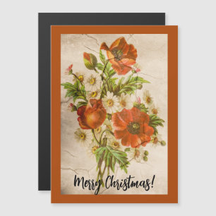 Distressed Vintage-Victorian Botanisches Roter Moh Magnetkarte