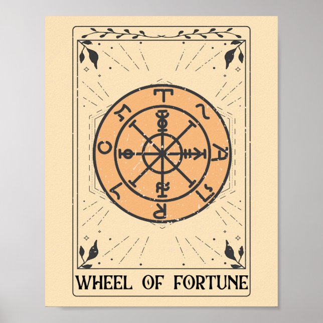 Distressed Wheel of Fortune major arcana Tarot Poster (Vorne)