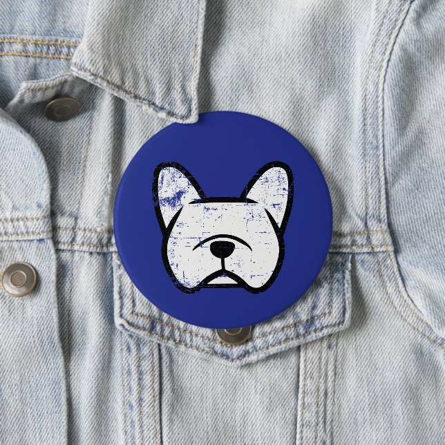 Distressed white French Bulldog Button (Beispiel)
