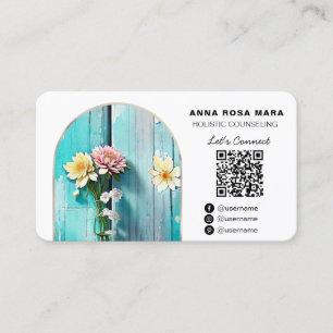 *~* Distressed Wood Flowers Pastel AP49 Visitenkarte