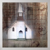 Distressed Wood primitive Rustic country church