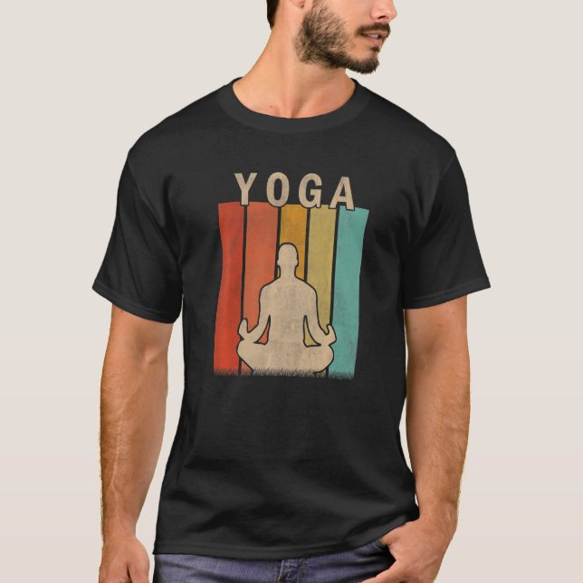 Distressed Yoga  Men Women Cute Yoga Retro T-Shirt (Vorderseite)