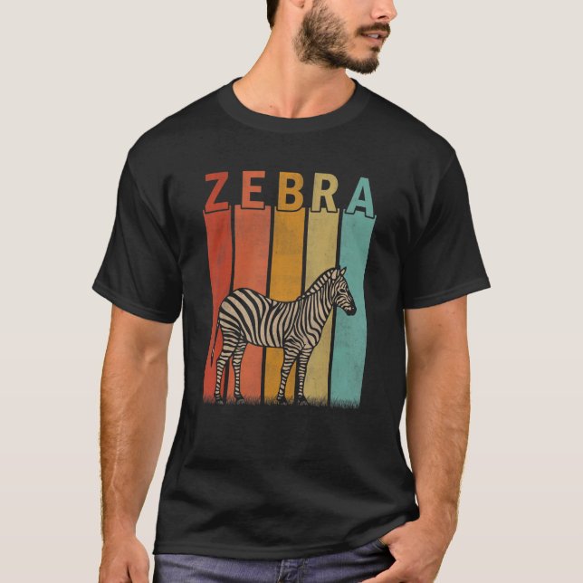 Distressed Zebra   Men Women Kid Cute Zebra Retro T-Shirt (Vorderseite)