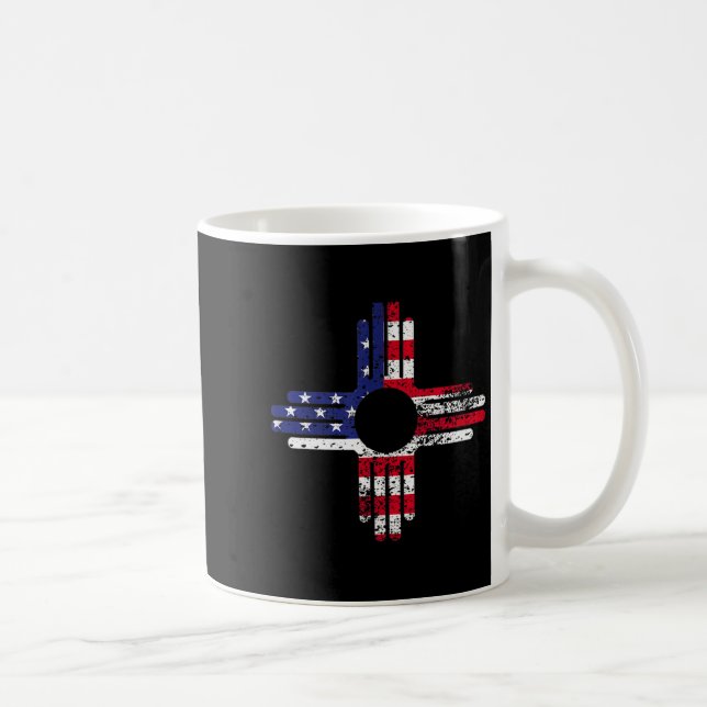 Distresses American Flag New Mexico Zia Symbol For Kaffeetasse (Rechts)