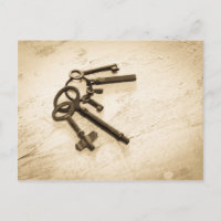 Distressive antike Skeletttasten auf Schlüsselring