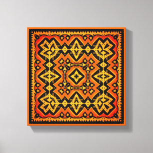 Distressive Aztec Original orange und schwarze Kac Leinwanddruck