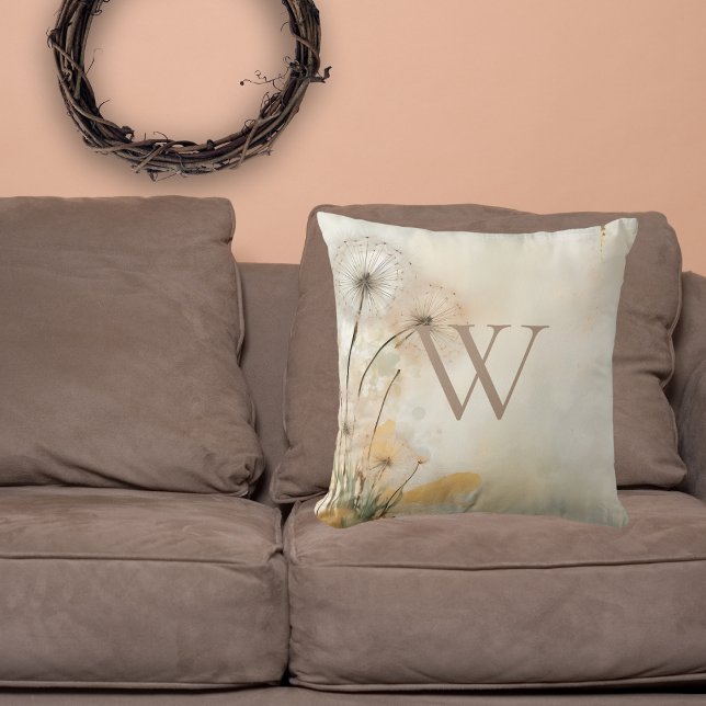 Distressive Dandelion Monogramm Kissen (Von Creator hochgeladen)