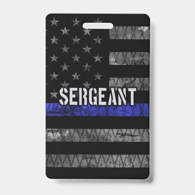 Distressive Flagge der Sergeant Thin Blue Line Ausweis (Vorderseite)