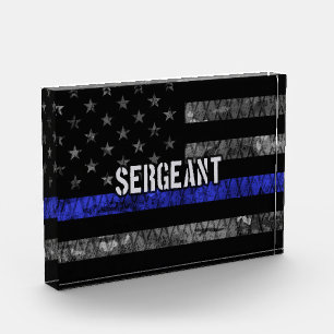 Distressive Flagge der Sergeant Thin Blue Line Fotoblock