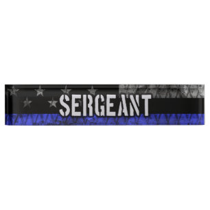 Distressive Flagge der Sergeant Thin Blue Line Namensplakette