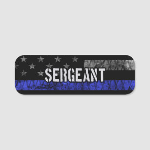 Distressive Flagge der Sergeant Thin Blue Line Namensschild