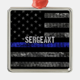 Distressive Flagge der Sergeant Thin Blue Line Ornament Aus Metall