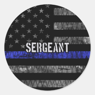 Distressive Flagge der Sergeant Thin Blue Line Runder Aufkleber