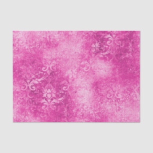 Distressive Hot Pink Damask Seidenpapier