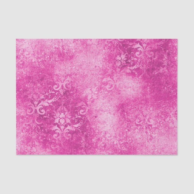 Distressive Hot Pink Damask Seidenpapier (Vorderseite)