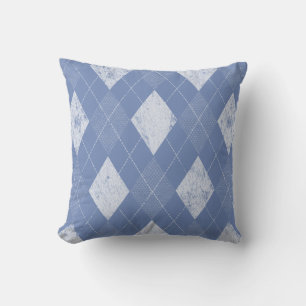 Distressive monochrome Raute Periwinkle Kissen
