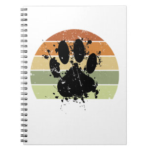 Distressive Paint Spatter Dog Paw Print Retro Suns Notizblock