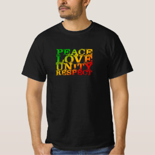 Distressive Peace Liebe Unity Respect Rasta Reggae T-Shirt