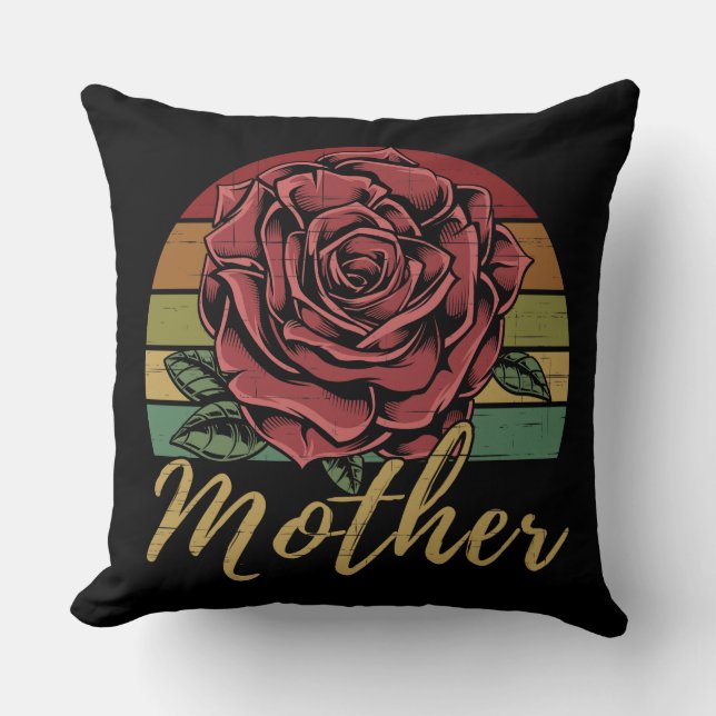 Distressive Retro Sunset Rote Rose Mutter Kissen (Vorderseite)
