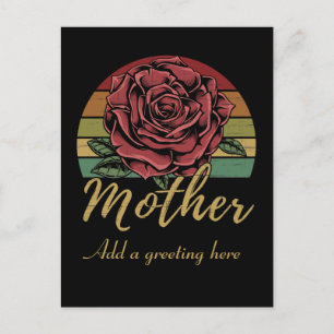Distressive Retro Sunset Rote Rose Mutter Postkarte