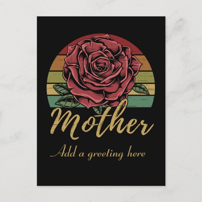 Distressive Retro Sunset Rote Rose Mutter Postkarte (Vorderseite)