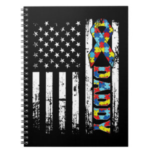Distressive Retro Vintag American Flag Autism Dadd Notizblock