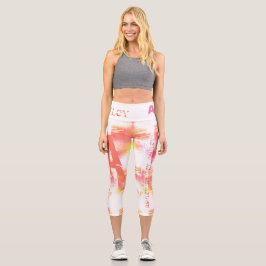 Distrestierte Abstrakte Wiederholungsnamen 6 Buchs Capri Leggings