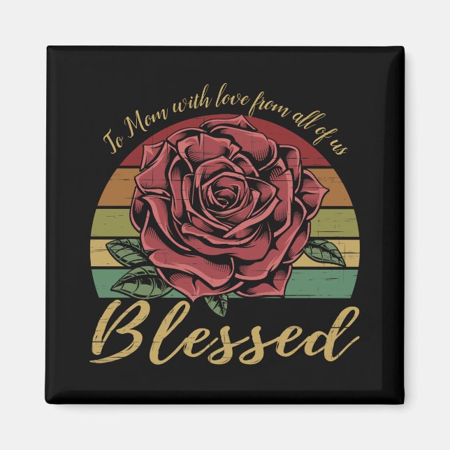 Distrestierte Retro Sunset Rote Rose gesegnet Magnet (Vorne)