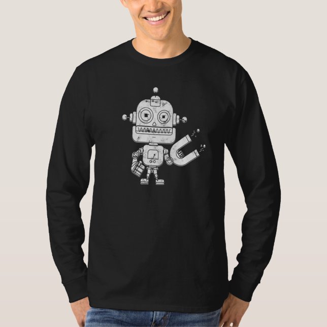 Distrestierter Retro-Roboter, dunkel künstlich Int T-Shirt (Vorderseite)