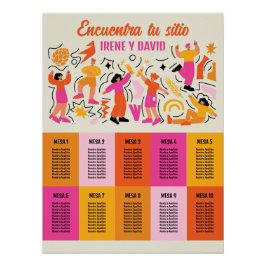 Distribución de Asientos Boda Nostalgia Fiesta  Poster