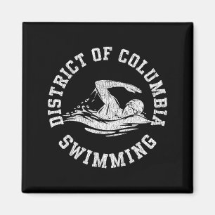 District Of Columbia Schwimmen Retro Abgenutzt Swi Magnet