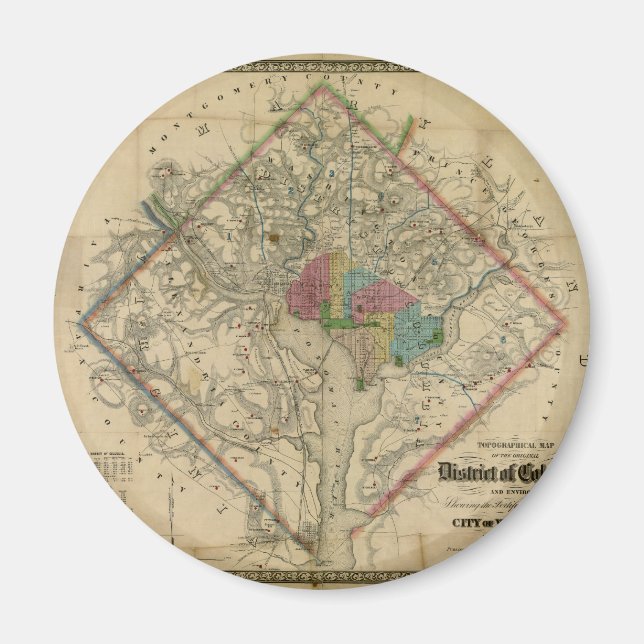 District of Columbia Zivil War Era Map Magnet (Vorne)