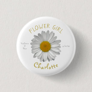 Disy Blume Gold Name Flower Girl Button