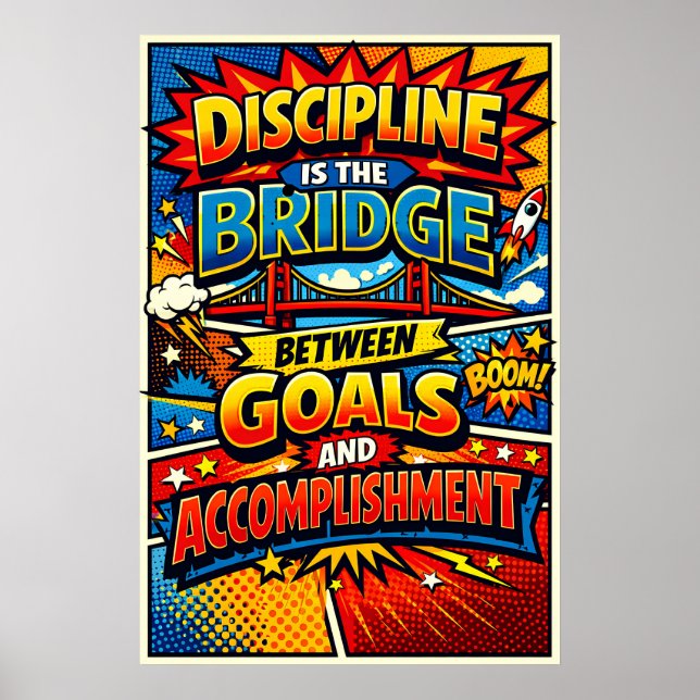Disziplin ist die Brücke Comic-Book-Pop-Art Poster (Vorne)
