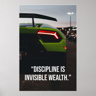 Disziplin ist unsichtbarer Reichtum Supercar Zitat Poster