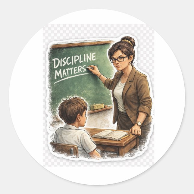 Disziplin ist wichtig Lehrer Aufkleber (Vorderseite)