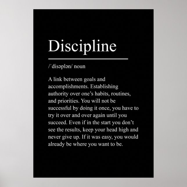 Disziplin, Motivation, Zitat, Fitness, Inspiration Poster (Vorne)