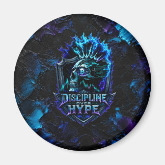 Disziplin statt Hype Bitcoin Blau Pinselstrich Magnet