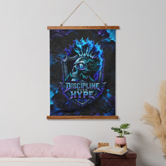 Disziplin statt Hype Bitcoin Blaue Pinselstrich Wandteppich Mit Holzrahmen