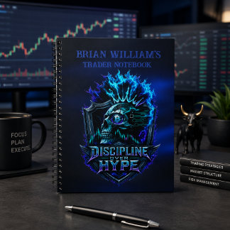 Disziplin statt Hype Blaues Glühen Bitcoin Krypto  Notizblock