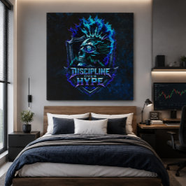 Disziplin statt Hype Blue Grunge Bitcoin Leinwanddruck