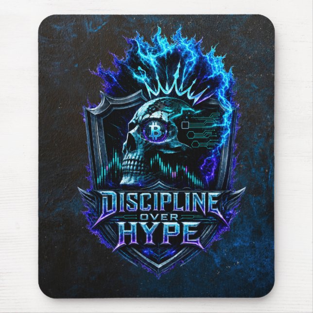 Disziplin statt Hype Blue Grunge Bitcoin  Mousepad (Vorne)
