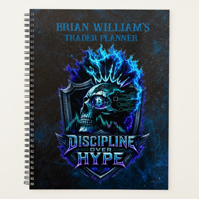 Disziplin statt Hype Blue Grunge Bitcoin  Planer (Vorderseite)