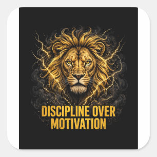 Disziplin statt Motivation Löwen-Mentalität Fitnes Quadratischer Aufkleber