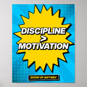 Disziplin statt Motivation Pop-Art-Turnhallenplaka Poster