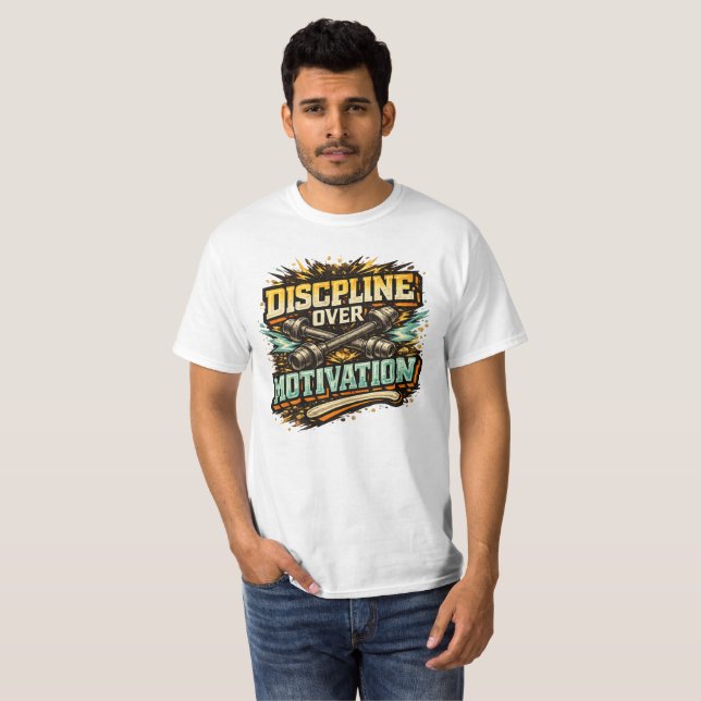 Disziplin statt Motivation T-Shirt (Vorne ganz)