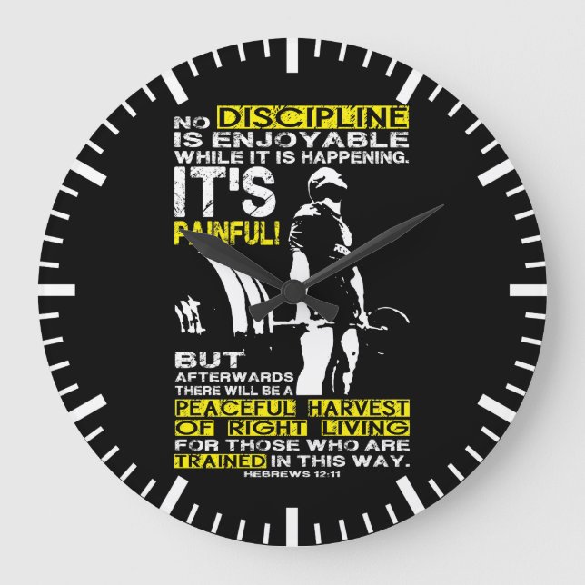 DISZIPLINIE - Abbruch der Stilllegung Motivierend Große Wanduhr (Vorderseite)